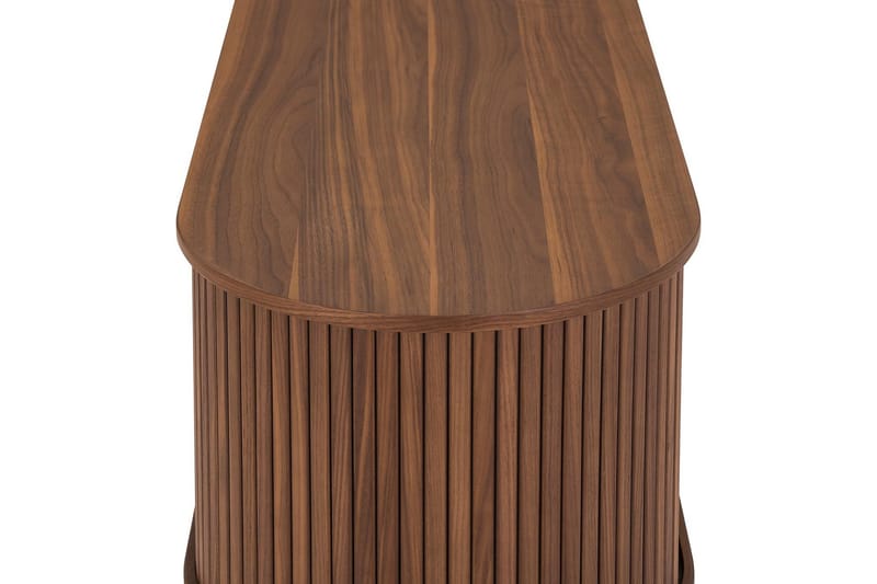 Noira Oval TV-benk Valnøtt 150x45 cm Ribbet - Mørkebrunt / Brunt Tre - Møbler - Mediamøbel & tv møbel - TV-benk & mediabenk