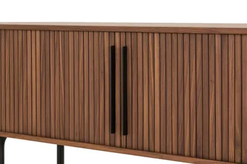 Noira Oval TV-benk Valnøtt 150x45 cm Ribbet - Mørkebrunt / Brunt Tre - Møbler - Mediamøbel & tv møbel - TV-benk & mediabenk