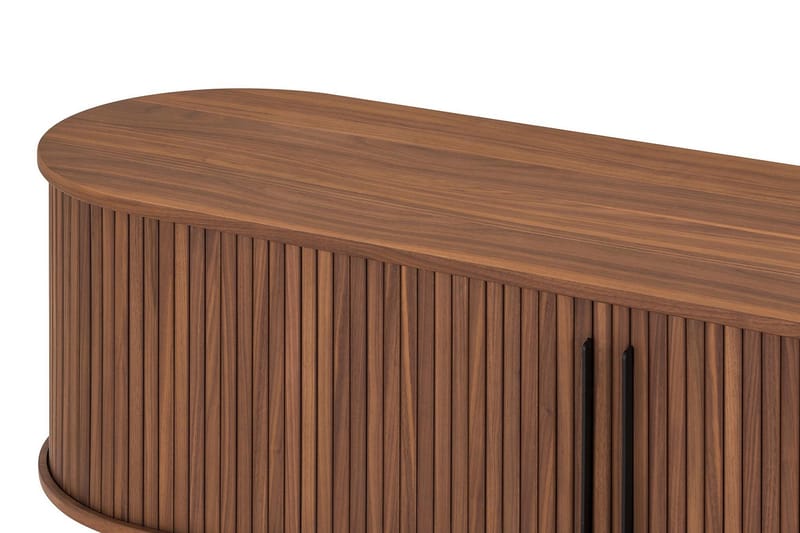 Noira Oval TV-benk Valnøtt 150x45 cm Ribbet - Mørkebrunt / Brunt Tre - Møbler - Mediamøbel & tv møbel - TV-benk & mediabenk