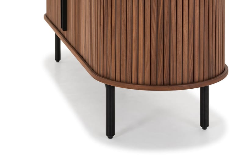 Noira Oval TV-benk Valnøtt 150x45 cm Ribbet - Mørkebrunt / Brunt Tre - Møbler - Mediamøbel & tv møbel - TV-benk & mediabenk