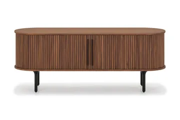 Noira Ribbet Oval TV-benk 150 cm med Oppbevaring i Tre og Valnøtt - Brun - Møbler - Mediamøbel & tv møbel - TV-benk & mediabenk