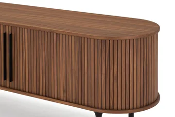 Noira Ribbet Oval TV-benk 150 cm med Oppbevaring i Tre og Valnøtt - Brun - Møbler - Mediamøbel & tv møbel - TV-benk & mediabenk
