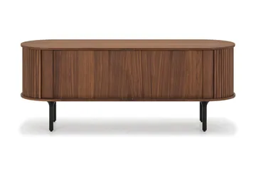 Noira Ribbet Oval TV-benk 150 cm med Oppbevaring i Tre og Valnøtt - Brun - Møbler - Mediamøbel & tv møbel - TV-benk & mediabenk