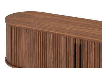 Noira Ribbet Oval TV-benk 150 cm med Oppbevaring i Tre og Valnøtt - Brun - Møbler - Mediamøbel & tv møbel - TV-benk & mediabenk