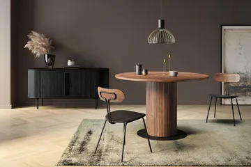 Noira Ribbet Oval TV-benk 150 cm med Oppbevaring i Tre og Valnøtt - Brun - Møbler - Mediamøbel & tv møbel - TV-benk & mediabenk