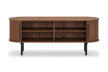 Noira Ribbet Oval TV-benk 150 cm med Oppbevaring i Tre og Valnøtt - Brun - Møbler - Mediamøbel & tv møbel - TV-benk & mediabenk