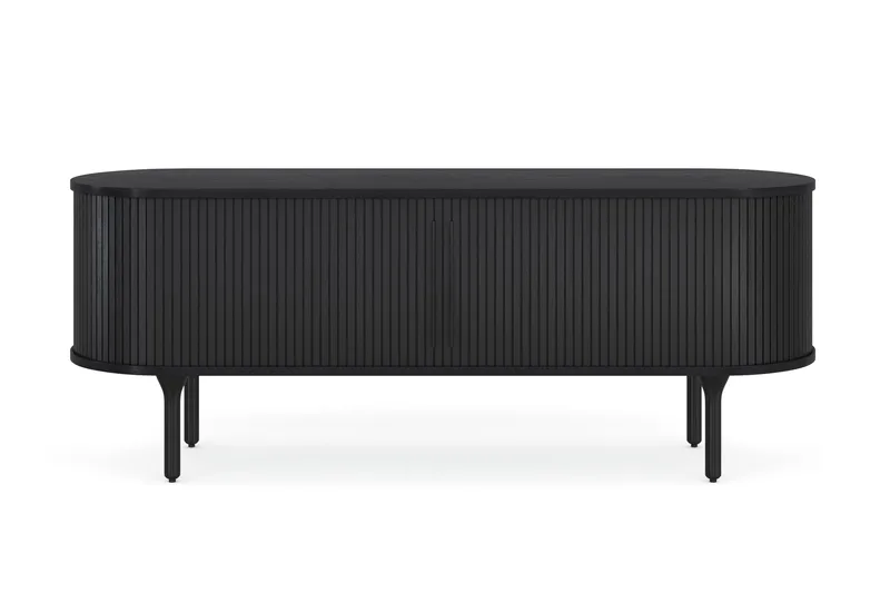 Noira TV-benk med Oppbevaring 150x45 cm - Svart / Eik / Ribbet - Møbler - Mediamøbel & tv møbel - TV-benk & mediabenk