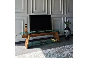 Noralee TV-benk 158 cm - Valnøtt/Grønn - Møbler - Mediamøbel & tv møbel - TV-benk & mediabenk