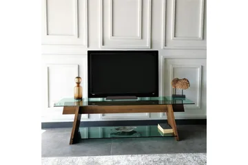 Noralee TV-benk 158 cm - Valnøtt/Grønn - Møbler - Mediamøbel & tv møbel - TV-benk & mediabenk