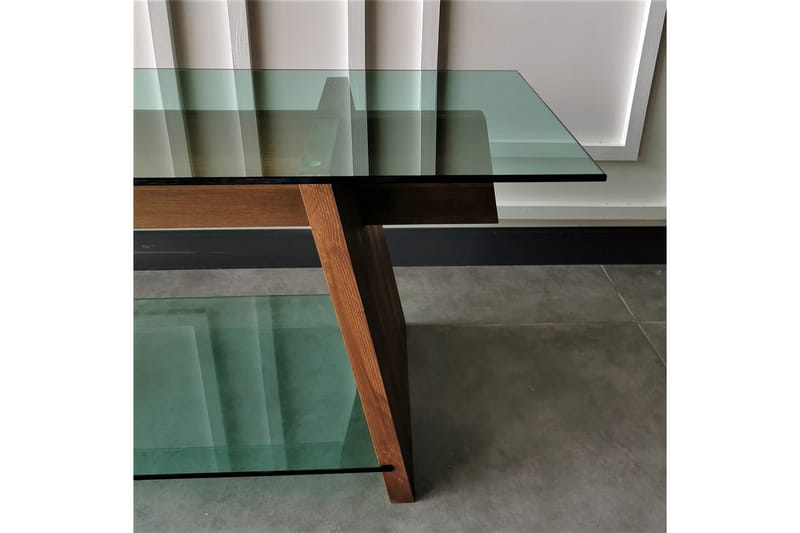 Noralee TV-benk 158 cm - Valnøtt/Grønn - Møbler - Mediamøbel & tv møbel - TV-benk & mediabenk