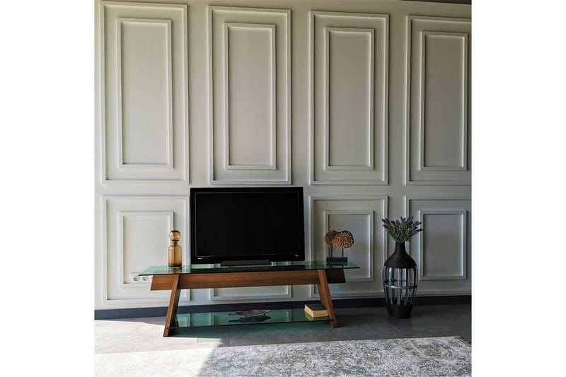 Noralee TV-benk 158 cm - Valnøtt/Grønn - Møbler - Mediamøbel & tv møbel - TV-benk & mediabenk