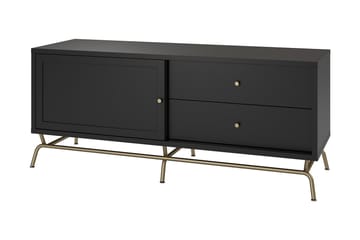 Nova Gulvstående TV-benk 150 cm med Oppbevaring i Malt Tre - Svart - Møbler - Mediamøbel & tv møbel - TV-benk & mediabenk