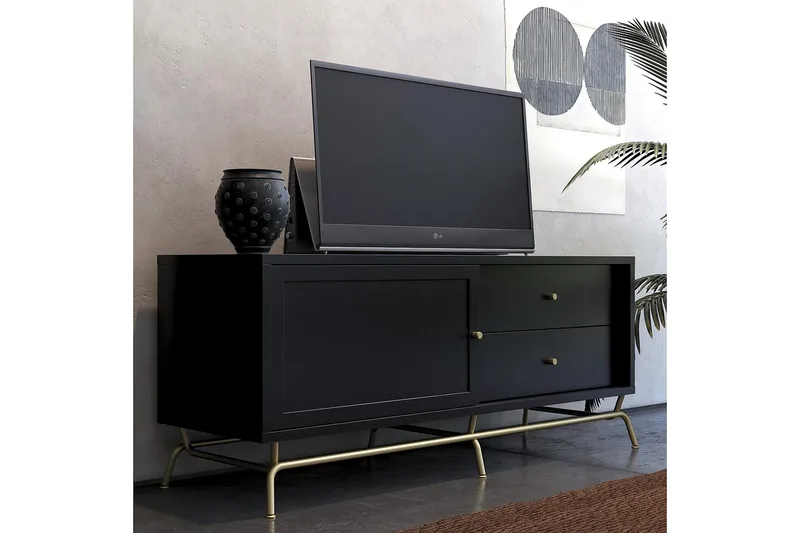Nova TV-benk 150x50 cm Svart - CosmoLiving - Møbler - Mediamøbel & tv møbel - TV-benk & mediabenk
