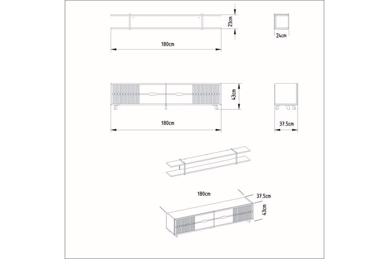 Ocotla TV-benk 179,8 cm - Hvit - TV-benk & mediabenk