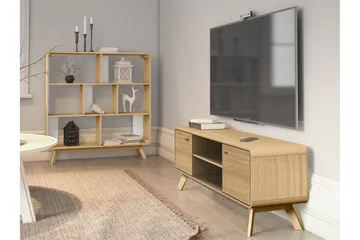 Olivet Gulvstående TV-benk 140 cm med Oppbevaring i Lyst Tre - Brun - Møbler - Mediamøbel & tv møbel - TV-benk & mediabenk