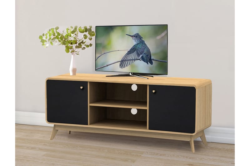 Olivet Tv-benk 140 cm - Natur/Svart - TV-benk & mediabenk