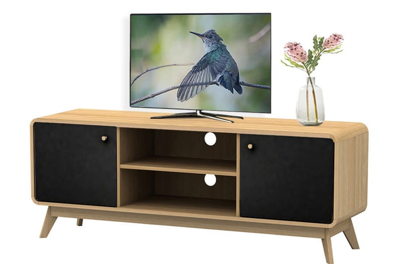 Olivet Tv-benk 140 cm - Natur/Svart - TV-benk & mediabenk