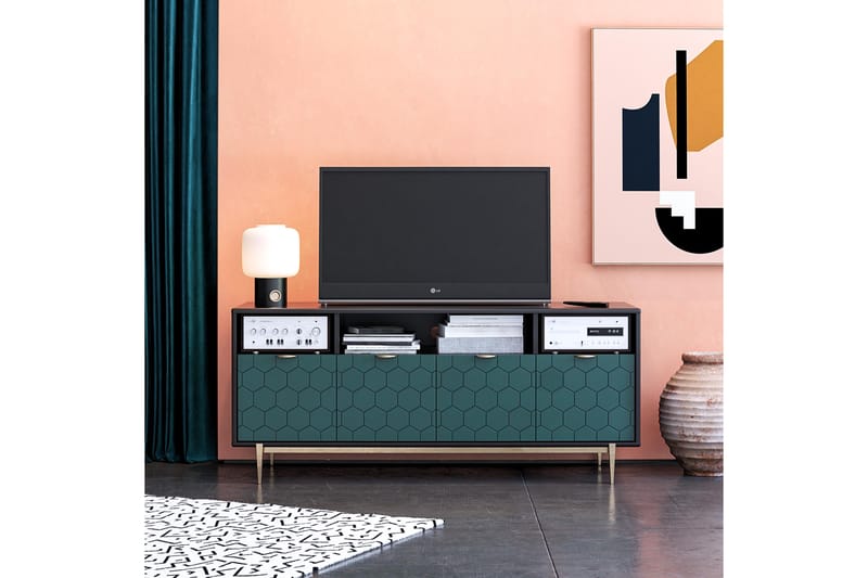 Olivia Tv-benk 151,4x51 cm Svart - CosmoLiving - Møbler - Mediamøbel & tv møbel - TV-benk & mediabenk