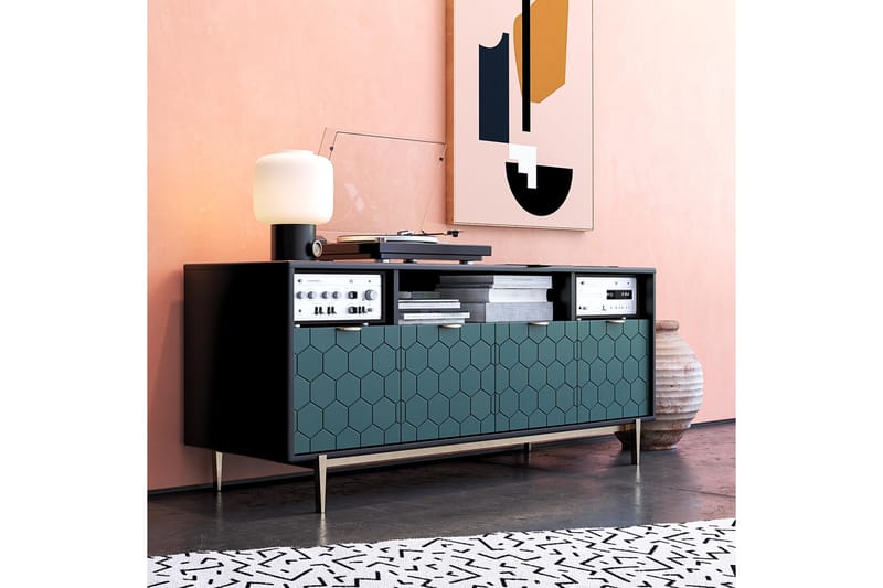 Olivia Tv-benk 151,4x51 cm Svart - CosmoLiving - Møbler - Mediamøbel & tv møbel - TV-benk & mediabenk