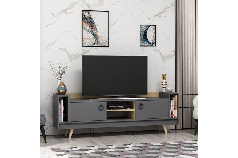 Opelika Tv-benk 160 cm - Natur/Antrasitt - TV-benk & mediabenk