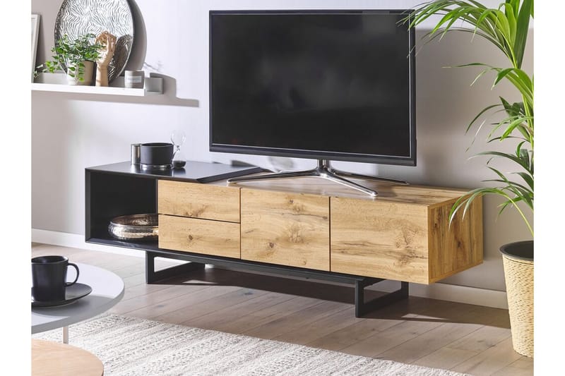 Orbetello Tv-benk 160x39 cm - Lyst Tre/Svart - TV-benk & mediabenk