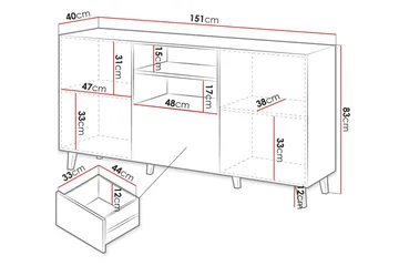 Pafos Tv-benk 40x82x150 cm - Svart - Møbler - Mediamøbel & tv møbel - TV-benk & mediabenk