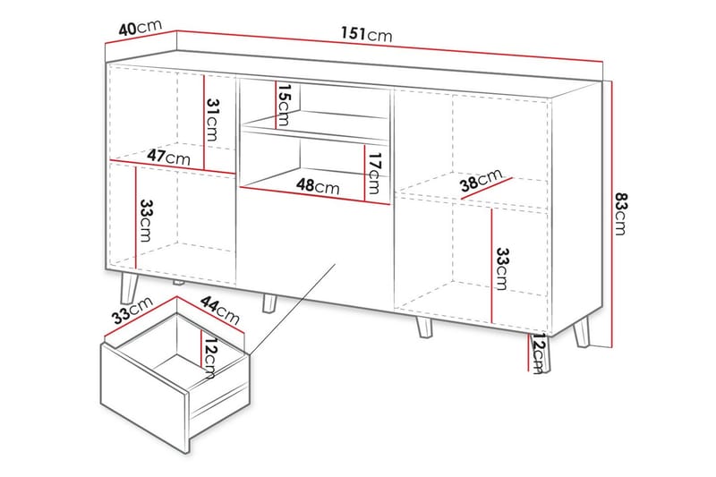 Pafos Tv-benk 40x82x150 cm - Svart - Møbler - Mediamøbel & tv møbel - TV-benk & mediabenk