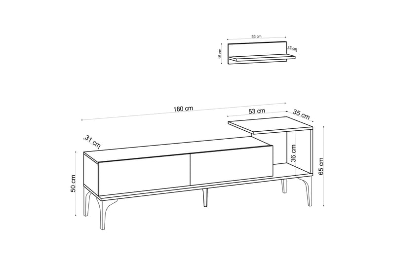Plasanta Tv-benk 180 cm - Natur/Hvit - Møbler - Mediamøbel & tv møbel - TV-benk & mediabenk