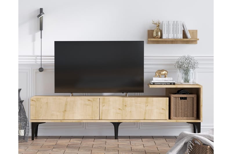 Plasanta Tv-benk 180 cm - Natur/Hvit - TV-benk & mediabenk