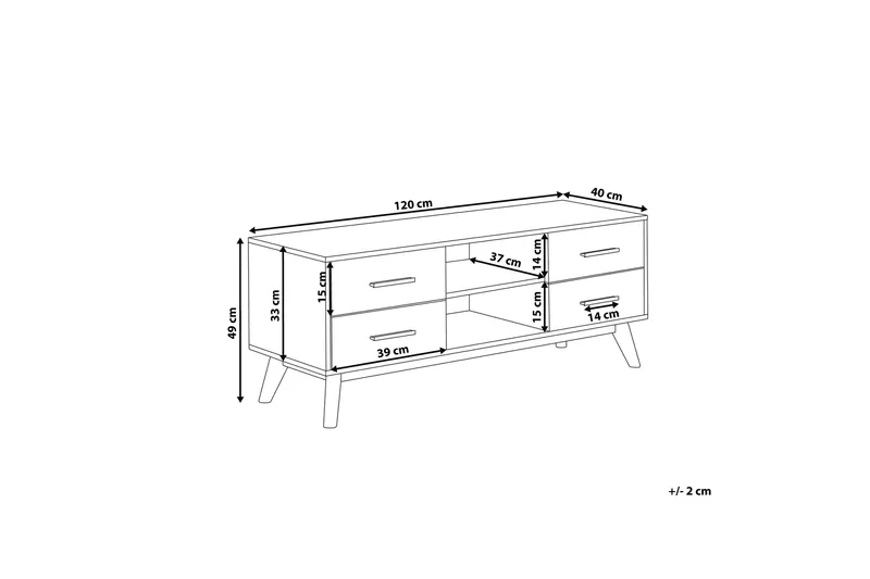 Poblat TV-Benk 120 cm - Hvit - Møbler - Mediamøbel & tv møbel - TV-benk & mediabenk