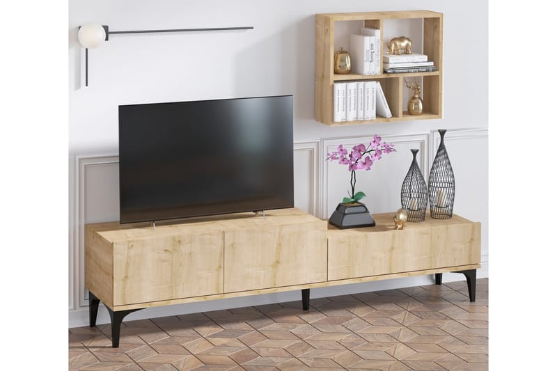 Poderas Tv-benk 180 cm - Natur/Hvit - Møbler - Mediamøbel & tv møbel - TV-benk & mediabenk
