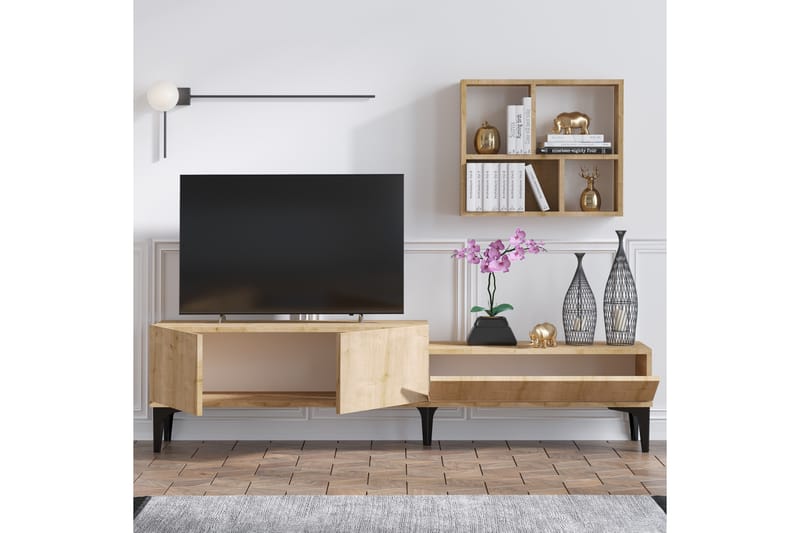 Poderas Tv-benk 180 cm - Natur/Hvit - Møbler - Mediamøbel & tv møbel - TV-benk & mediabenk