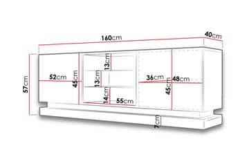 Qiu Gulvstående Tv-benk 160 cm med Oppbevaring i Malt Tre - Svart - Møbler - Mediamøbel & tv møbel - TV-benk & mediabenk