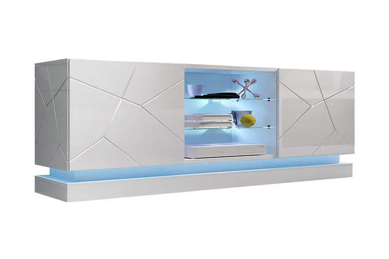Qiu TV-benk 160 cm, Hvit Highlighter