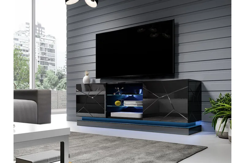 Qiu Tv-benk 160 cm - Svart - Møbler - Mediamøbel & tv møbel - TV-benk & mediabenk