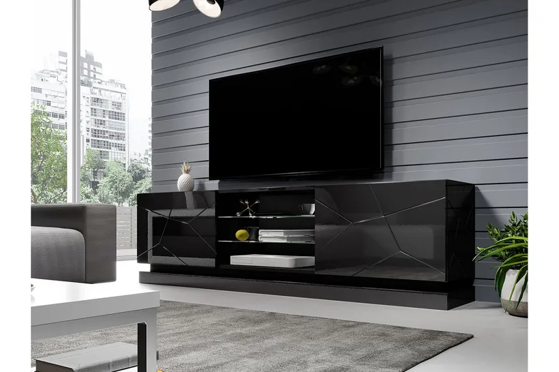 Qiu Tv-benk 200 cm - Svart - Møbler - Mediamøbel & tv møbel - TV-benk & mediabenk