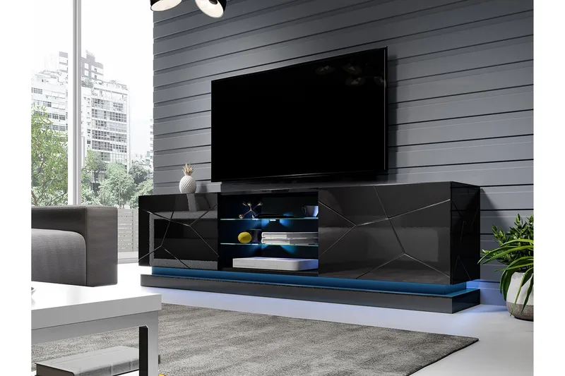 Qiu Tv-benk 200 cm - Svart - Møbler - Mediamøbel & tv møbel - TV-benk & mediabenk