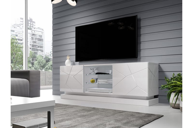 Qiu TV-Benk 40x160 cm - Hvit/Høyglans - Møbler - Mediamøbel & tv møbel - TV-benk & mediabenk