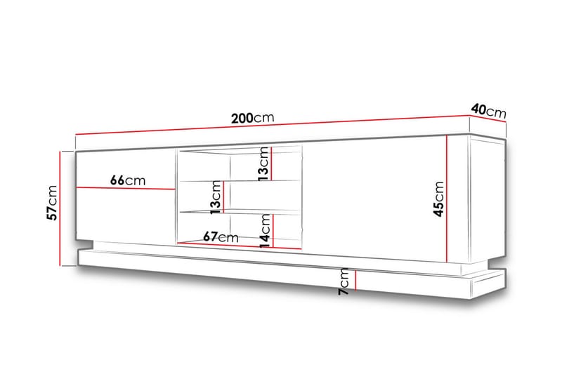 Qiu TV-Benk 40x200 cm - Hvit/Høyglans - Møbler - Mediamøbel & tv møbel - TV-benk & mediabenk