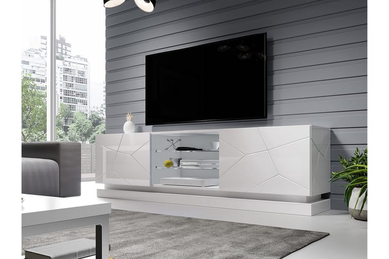 Qiu TV-Benk 40x200 cm - Hvit/Høyglans - Møbler - Mediamøbel & tv møbel - TV-benk & mediabenk