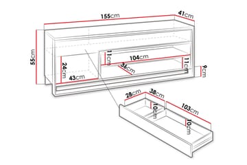 Quant 41x155 cm - Eik/Svart - Møbler - Mediamøbel & tv møbel - TV-benk & mediabenk