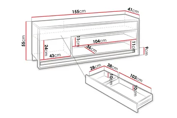 Quant 41x155 cm - Eik/Svart - Møbler - Mediamøbel & tv møbel - TV-benk & mediabenk