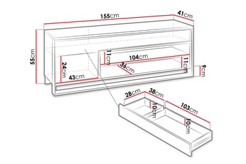 Quant Gulvstående TV-benk 155 cm med Oppbevaring i Lyst Tre - Beige - Møbler - Mediamøbel & tv møbel - TV-benk & mediabenk
