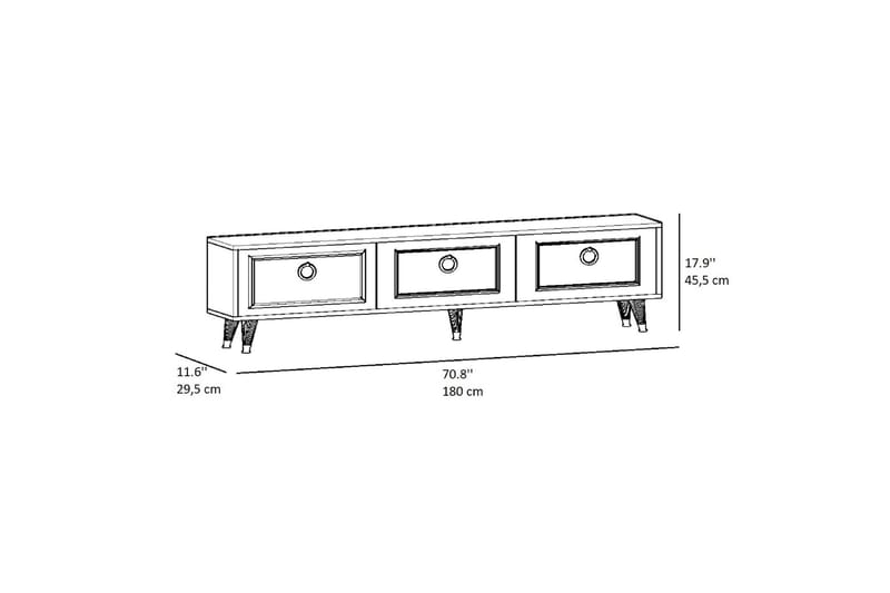 Rame TV-benk 180 cm - Gull/Hvit - TV-benk & mediabenk