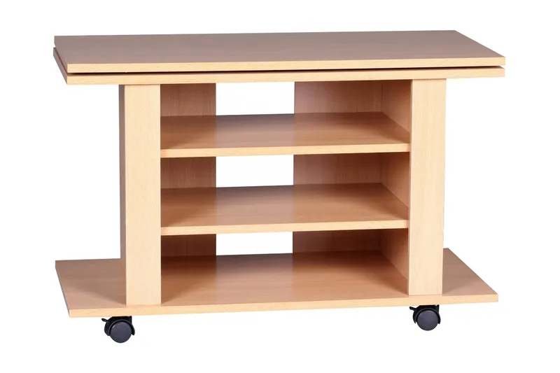 Reeti Gulvstående TV-benk 75 cm med Hjul og Oppbevaring i Lyst Tre, Beige