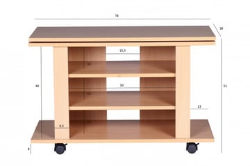 Reeti Gulvstående TV-benk 75 cm med Hjul og Oppbevaring i Lyst Tre - Beige - Møbler - Mediamøbel & tv møbel - TV-benk & mediabenk
