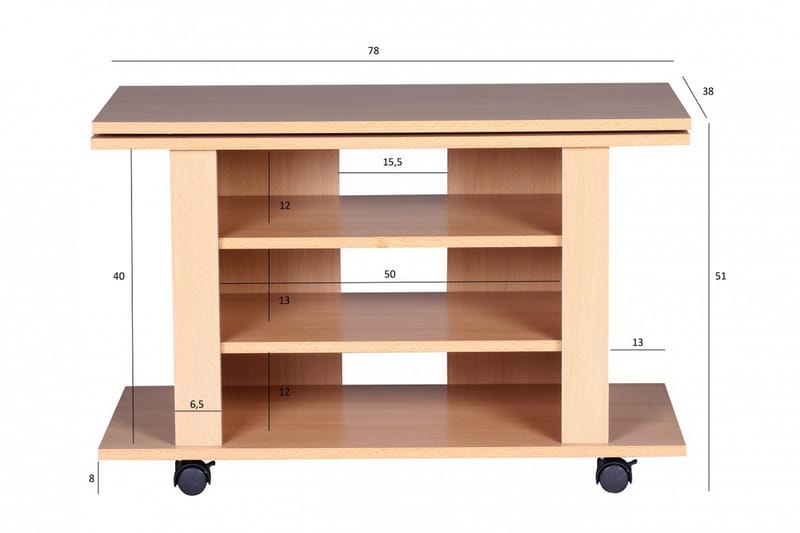 Reeti Gulvstående TV-benk 75 cm med Hjul og Oppbevaring i Lyst Tre - Beige - Møbler - Mediamøbel & tv møbel - TV-benk & mediabenk