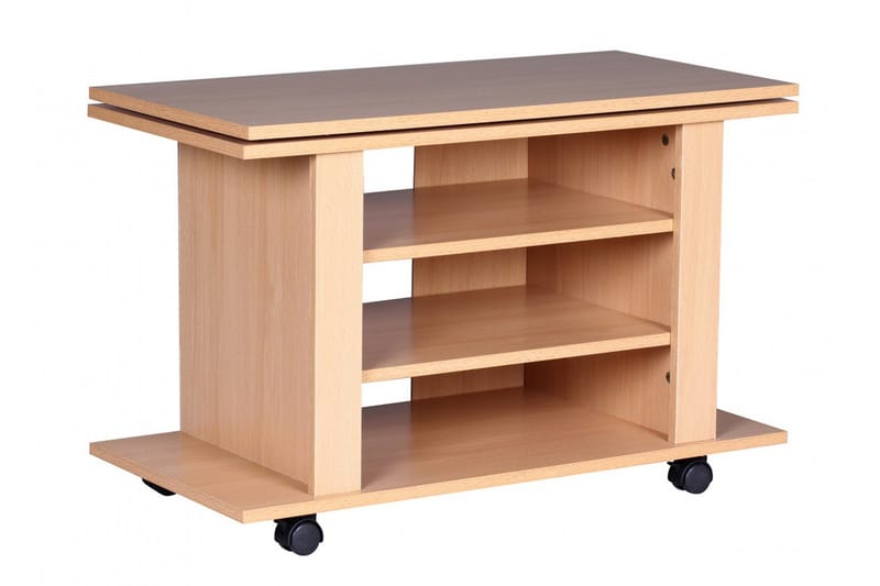 Reeti Gulvstående TV-benk 75 cm med Hjul og Oppbevaring i Lyst Tre - Beige - Møbler - Mediamøbel & tv møbel - TV-benk & mediabenk