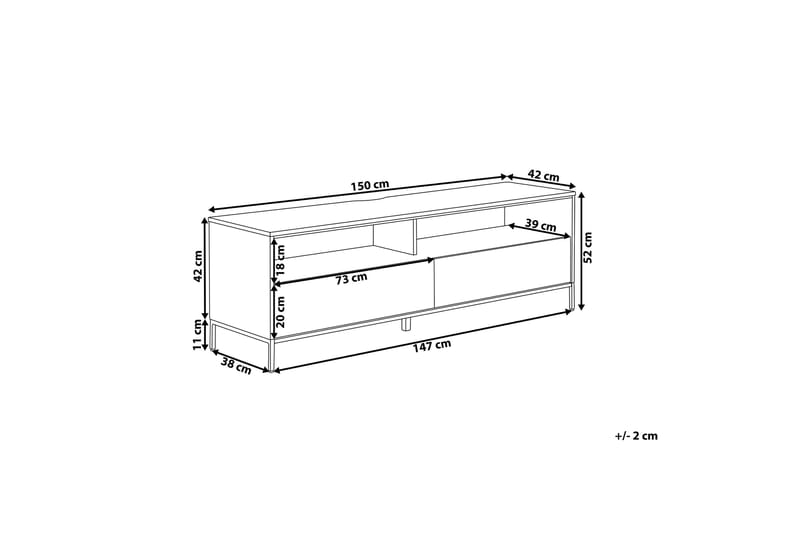 Revelle TV-Benk 150 cm med LED - Hvit - TV-benk & mediabenk