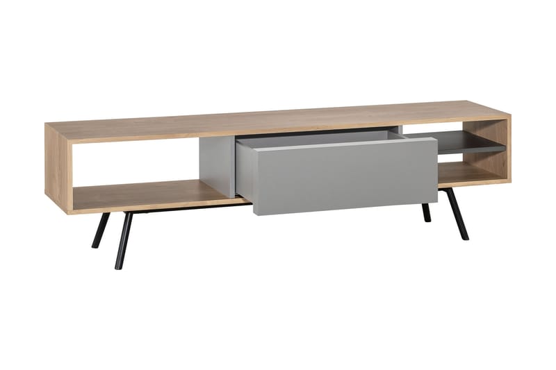 RIBBON TV-benk 160 cm med Oppbevaring Tre / Natur / Grå / Sv - VOX - Møbler - Mediamøbel & tv møbel - TV-benk & mediabenk